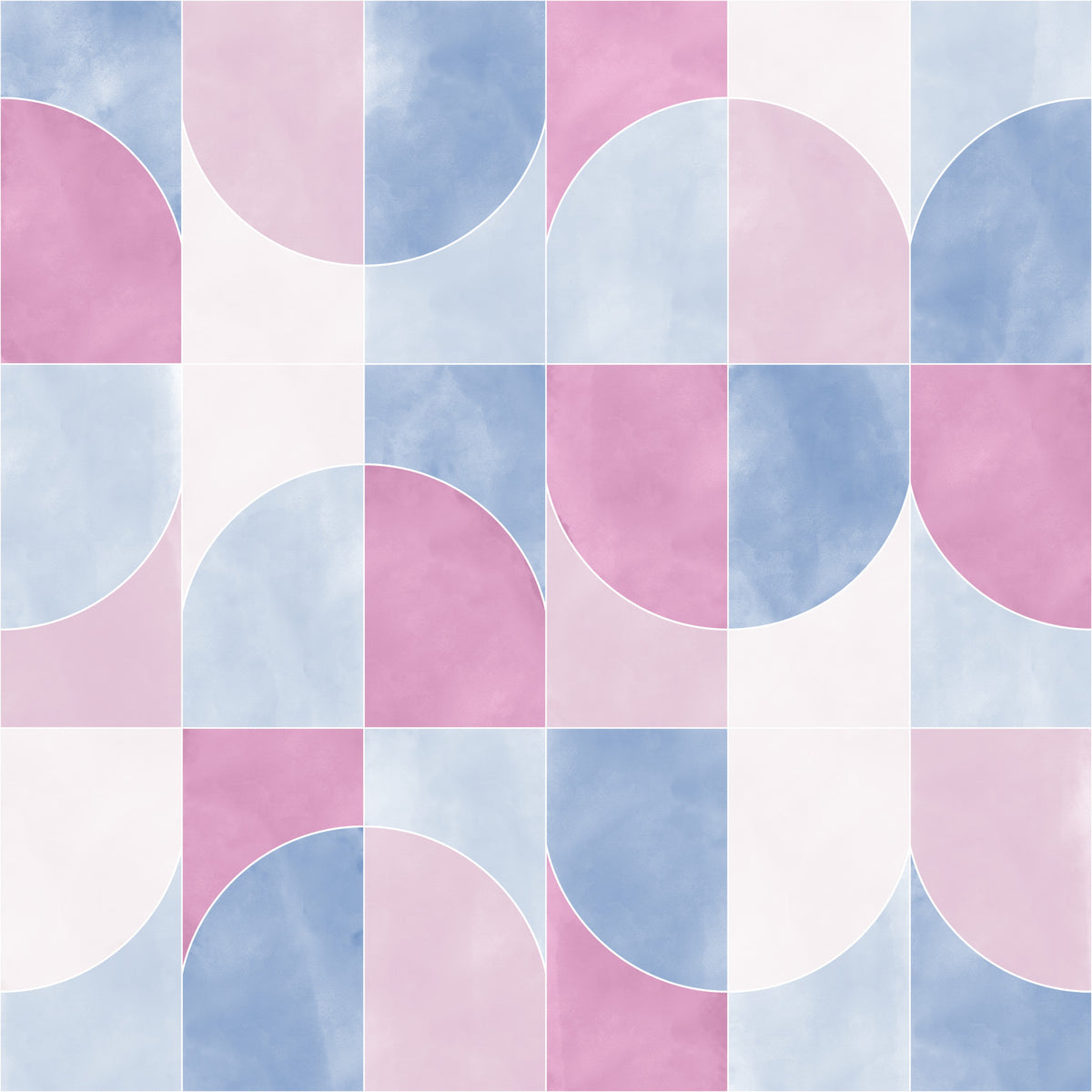 COLOR WASHED GEO TILES COTTON CANDY Wallpaper⁠