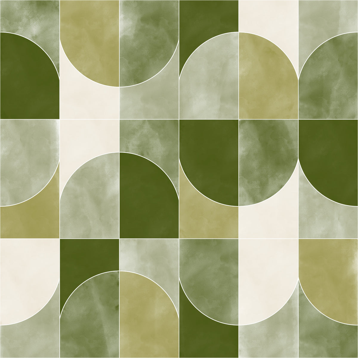 COLOR WASHED GEO TILES MUSKY Wallpaper⁠ in your room