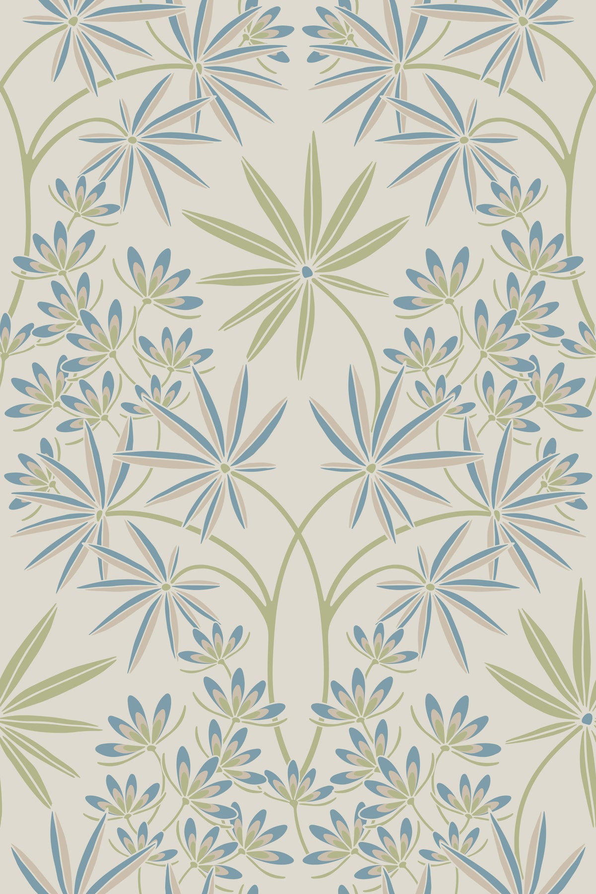 Glamour Floral Damask Cottage Sage Green Cream Wallpaper⁠ in your room — zoomed