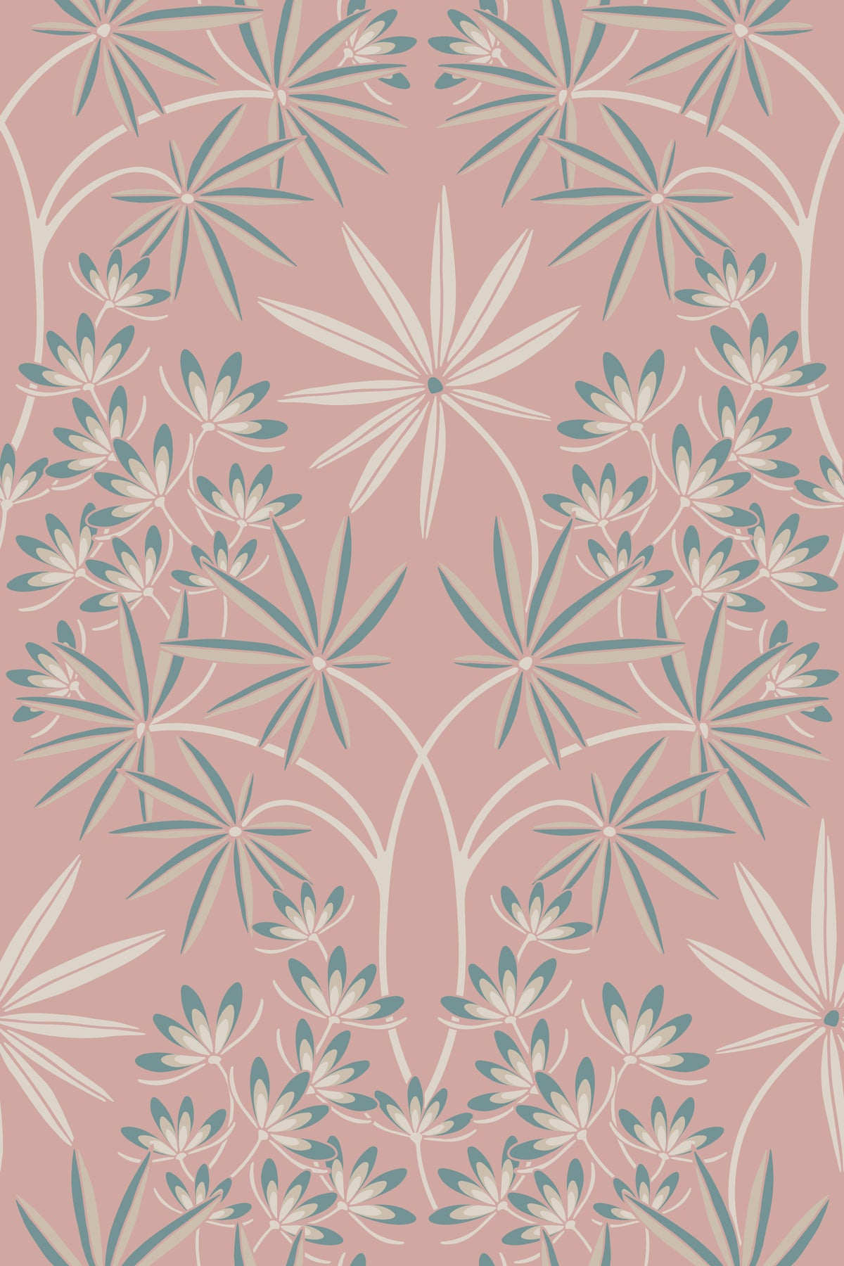 Glamour Floral Damask Cottage Cream Dusky Pink Wallpaper⁠ in your room