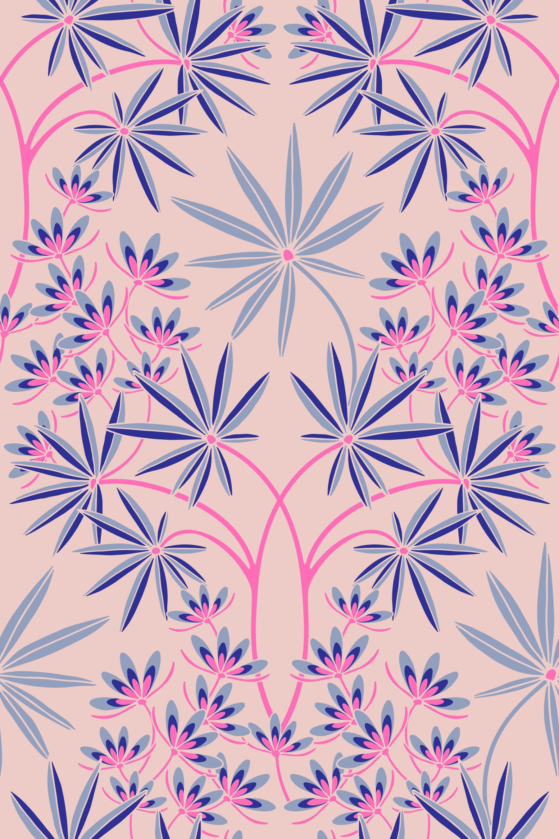 Glamour Floral Damask Fresh Lavender Purple Light Pink Wallpaper⁠