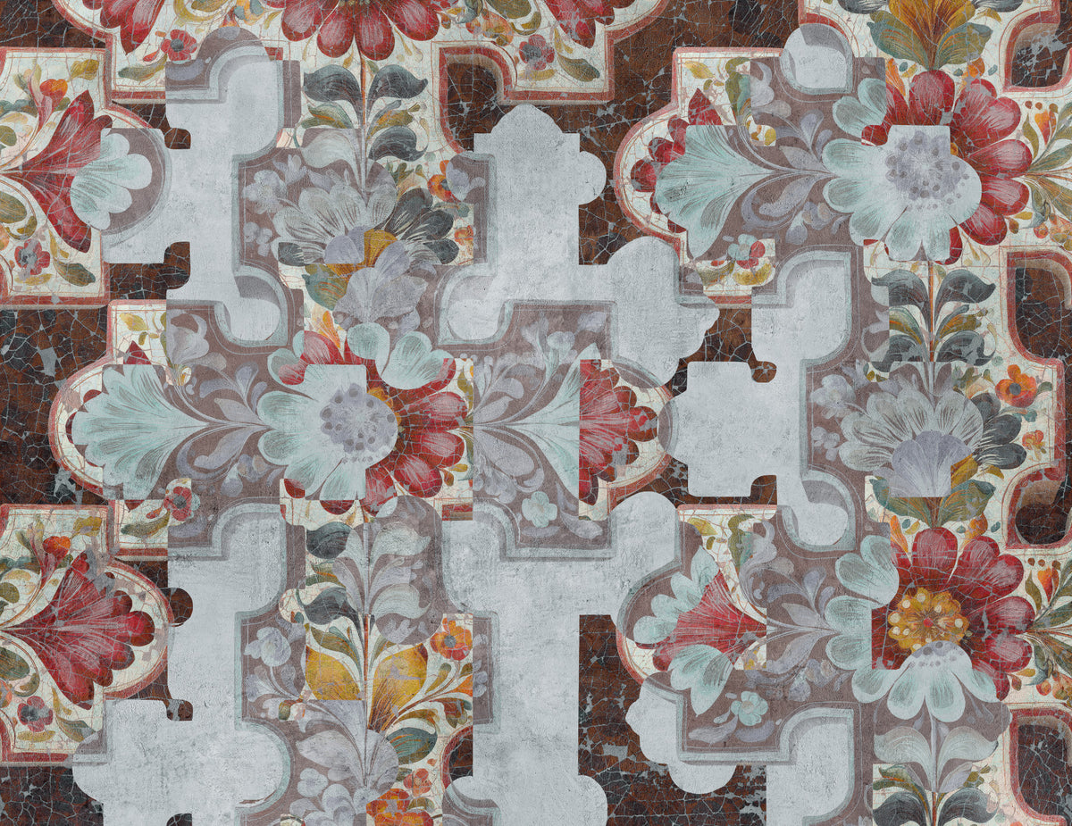 Vintage Floral Modern Art Wall Mural in your room