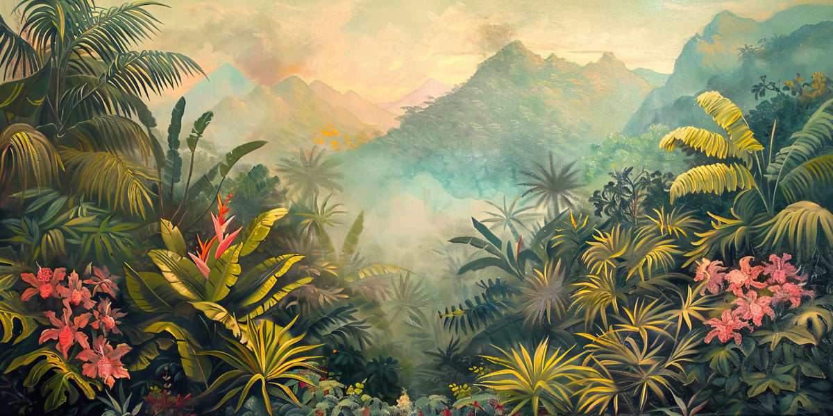 Jungle Bloom Wall Mural in your room — zoomed