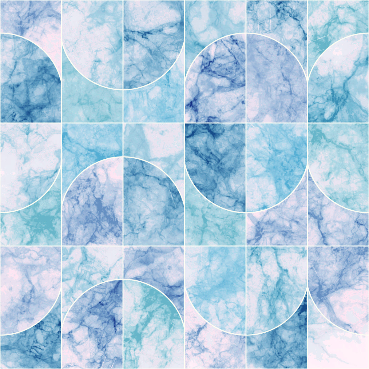 Marbled Geo Tiles Bluish Wallpaper⁠ in your room — zoomed