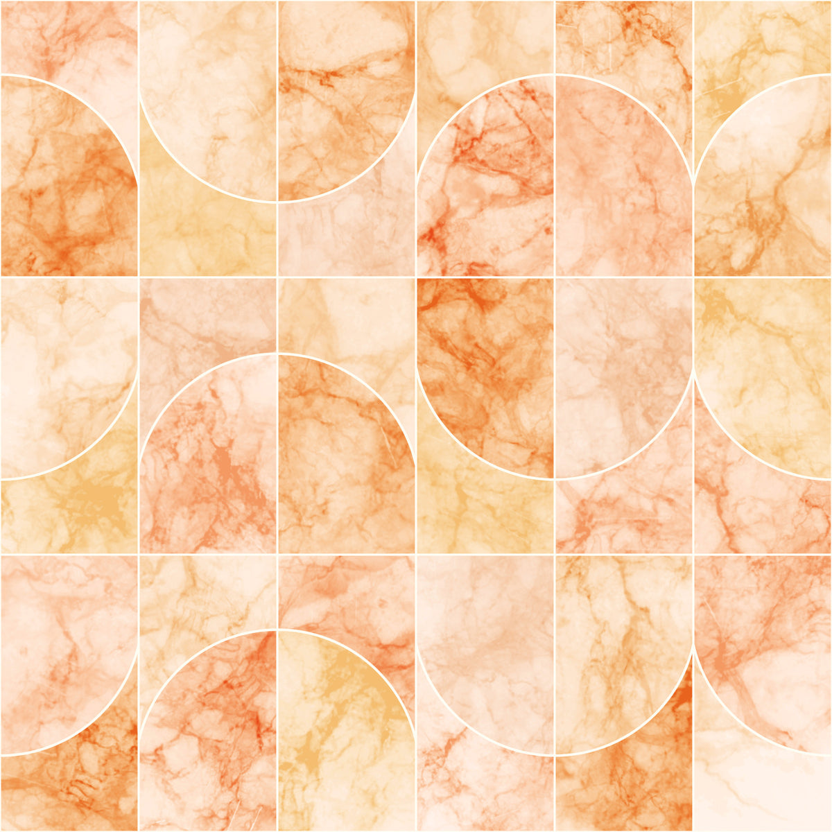 Marbled Geo Tiles Orangish Wallpaper⁠ in your room — zoomed