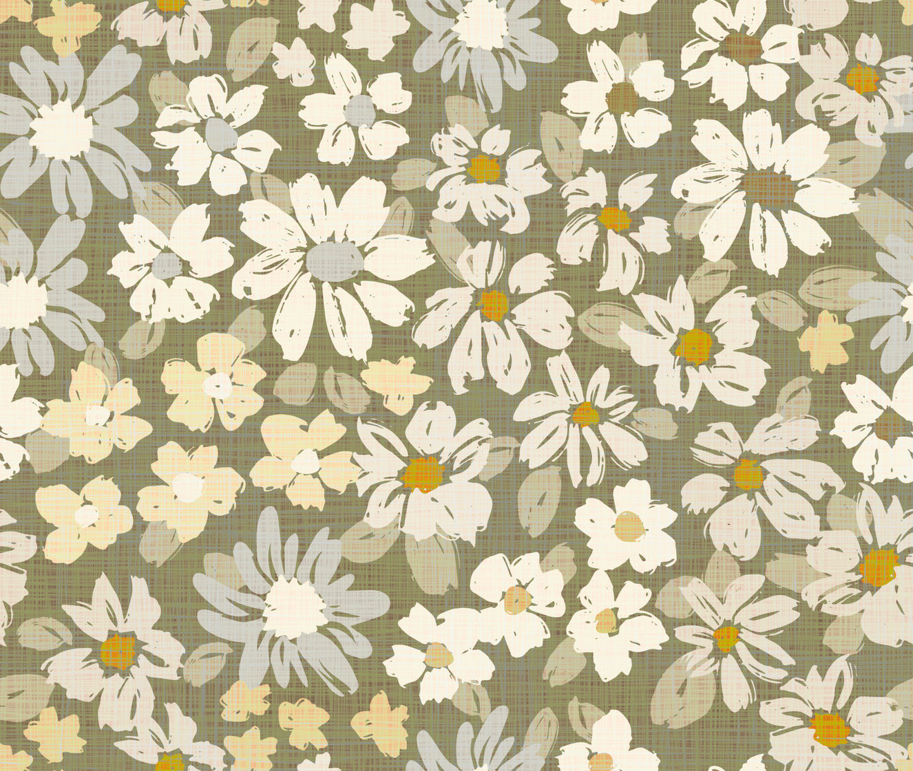 Painterly cottage chic spring florals Wallpaper⁠