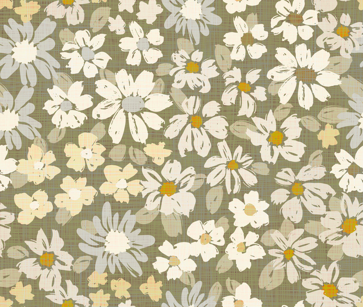Painterly cottage chic spring florals Wallpaper⁠