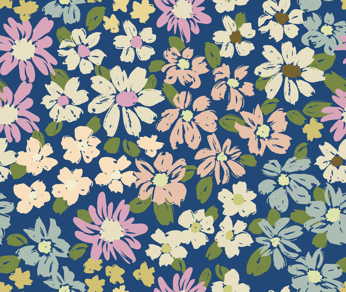 Painterly cottage chic farmhouse florals Wallpaper⁠ in your room — zoomed