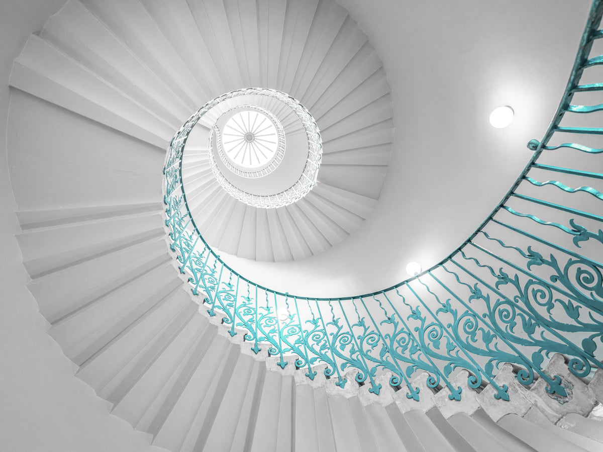 Teal Staircase Symphony Wall Mural in your room