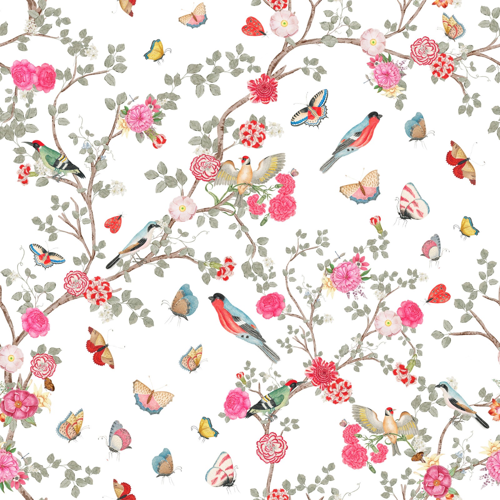 Charming Aviary Chinoiserie Garden Wallpaper⁠