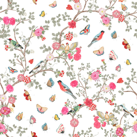 Charming Aviary Chinoiserie Garden Wallpaper⁠