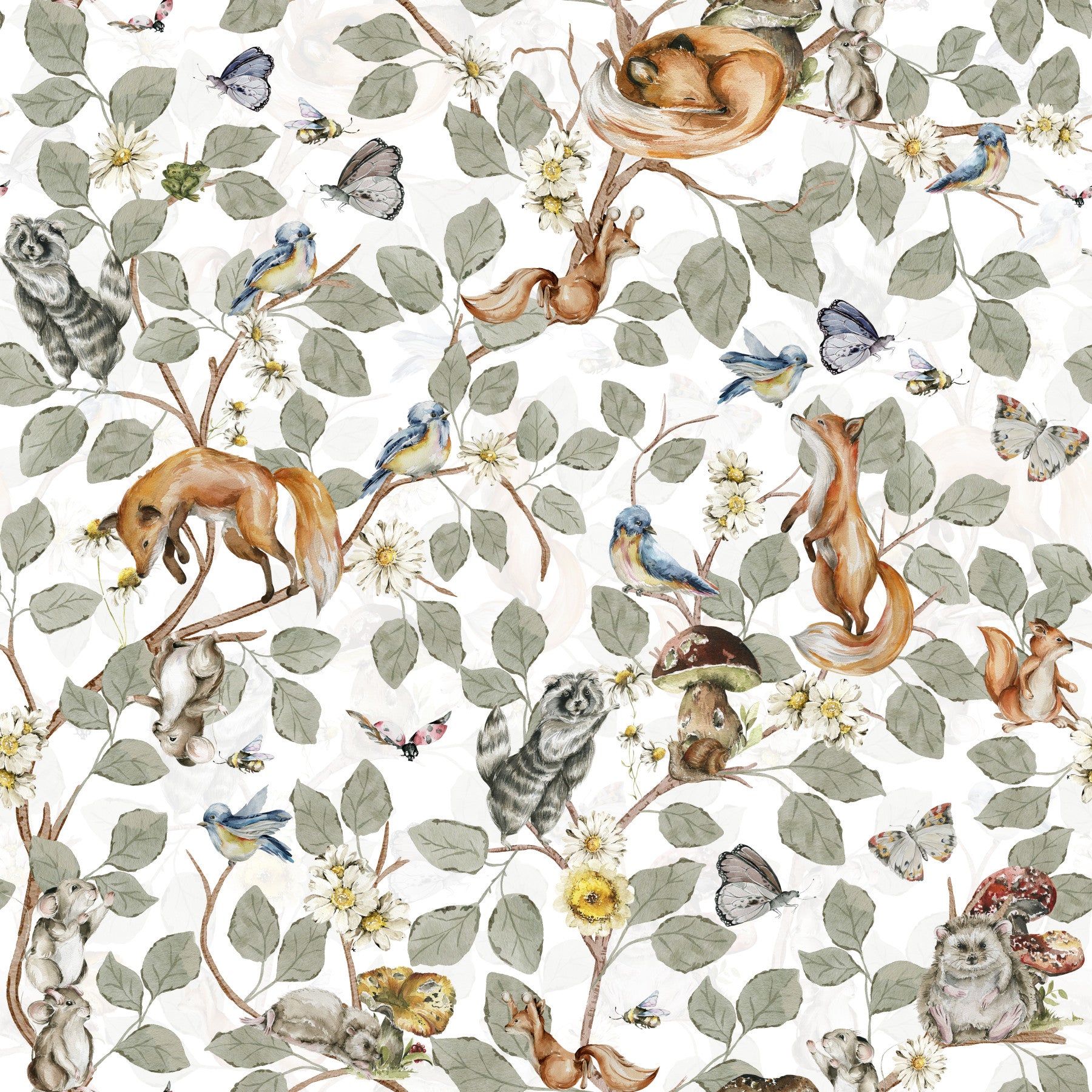 Forest Friends' Chinoiserie Foliage Wallpaper⁠