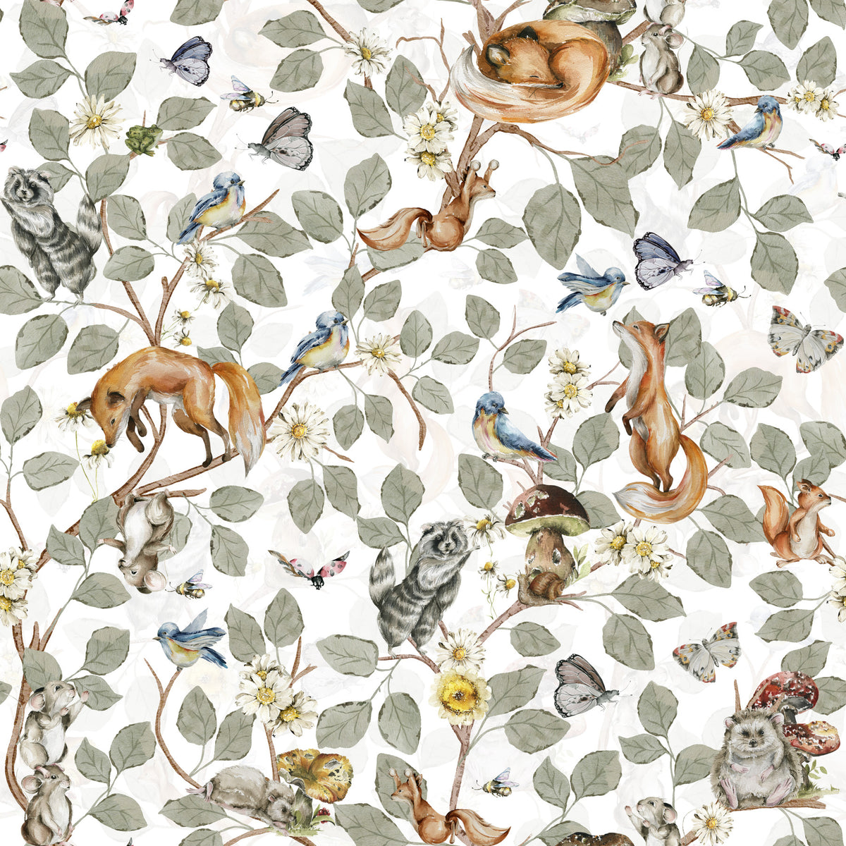 Forest Friends' Chinoiserie Foliage Wallpaper⁠ in your room — zoomed