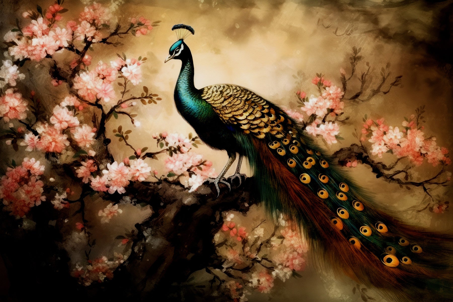 Peacock's Bloom Wall Mural