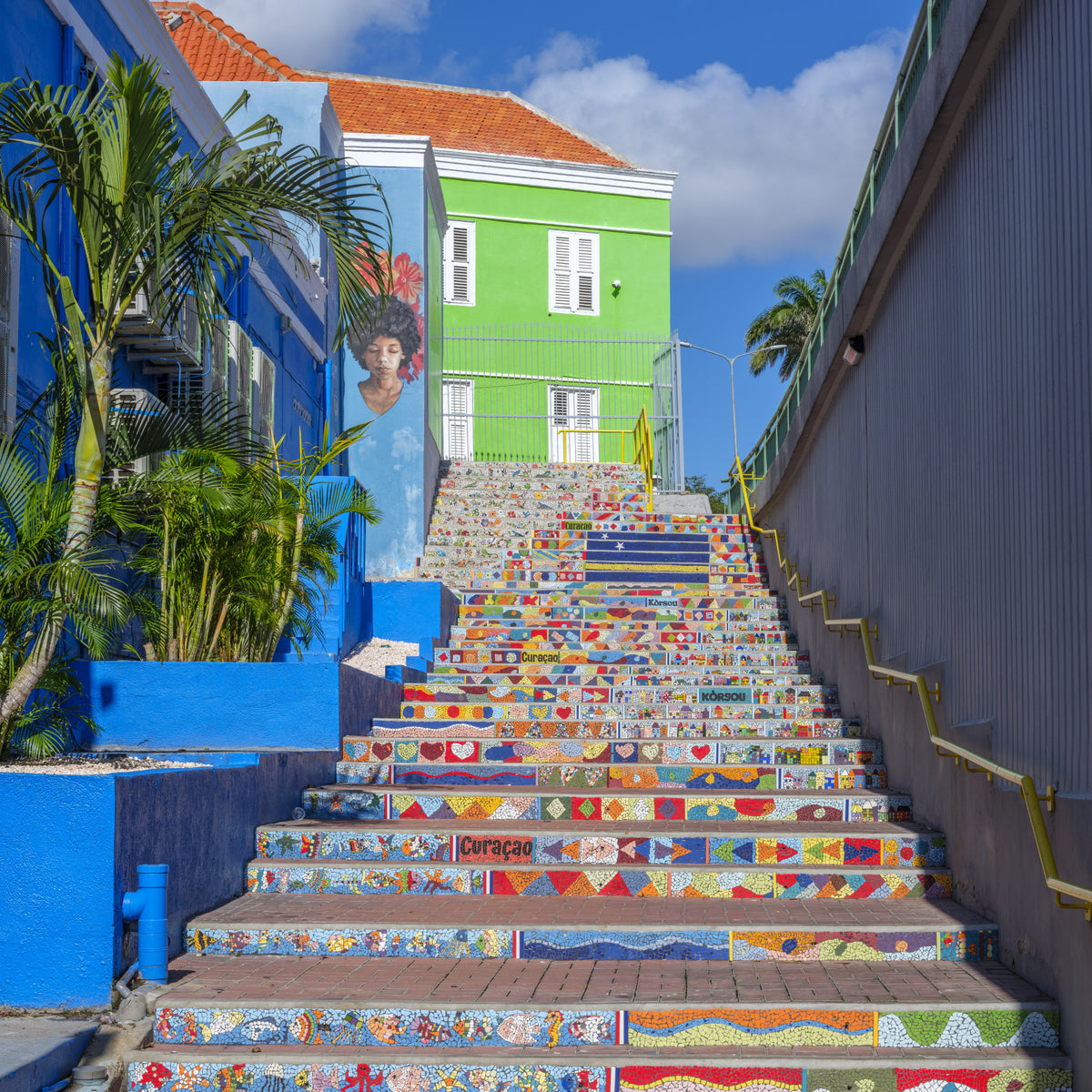 Mosaic Steps Curaçao Charm Wall Mural in your room — zoomed