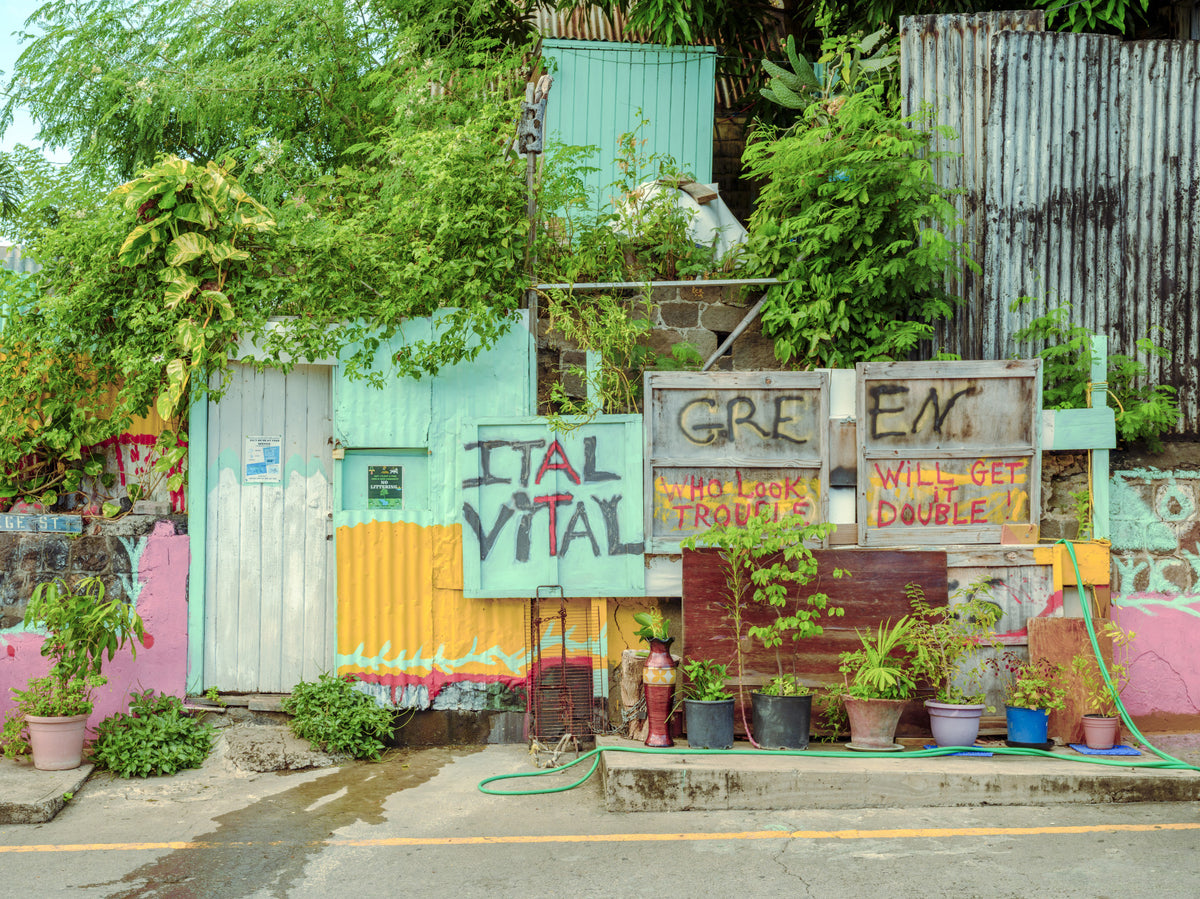 Colorful Alleyway Charm Wall Mural in your room — zoomed