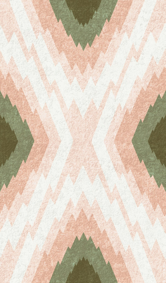 Flame Stich Pink and Green Wallpaper⁠