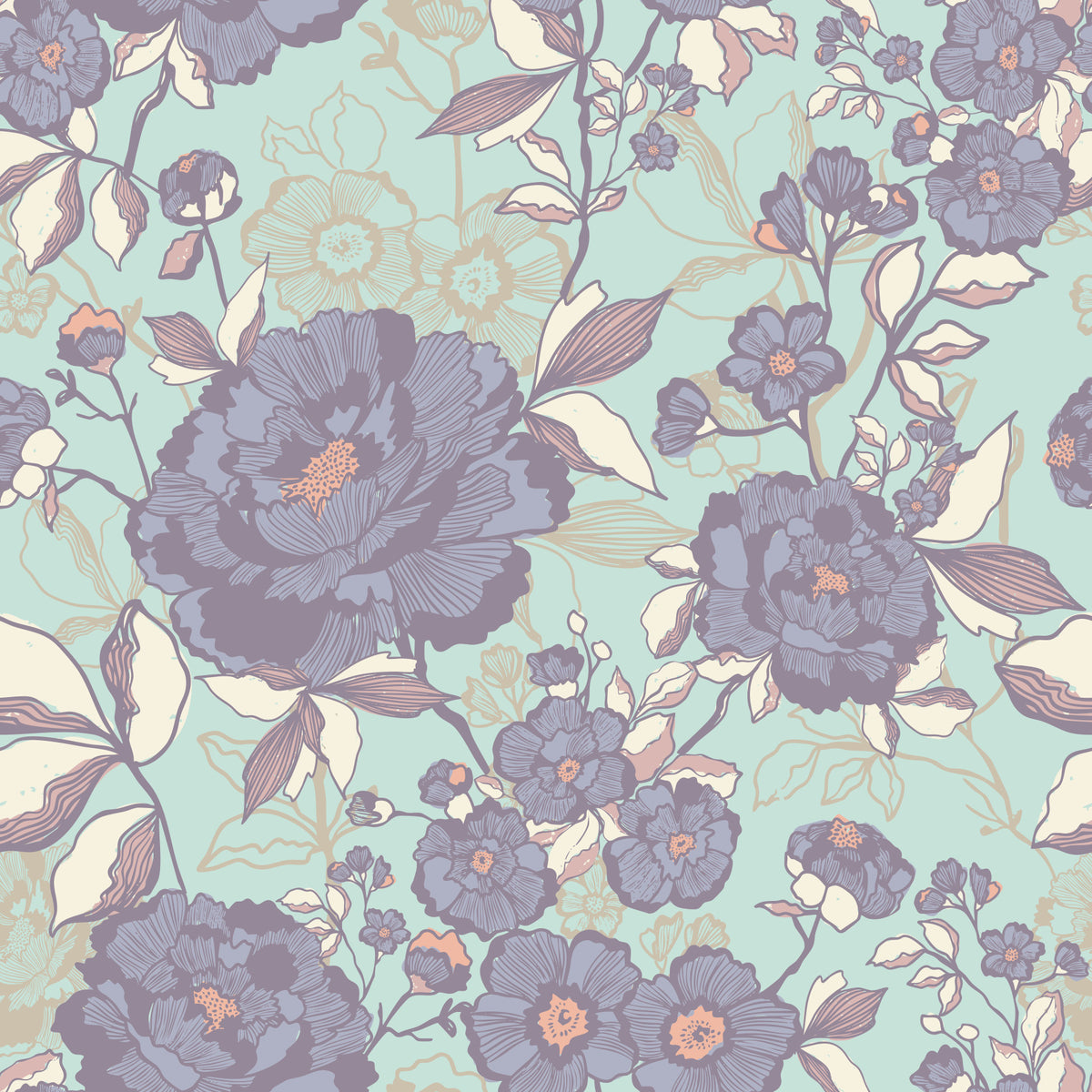 Serene Floral Etch Wallpaper⁠