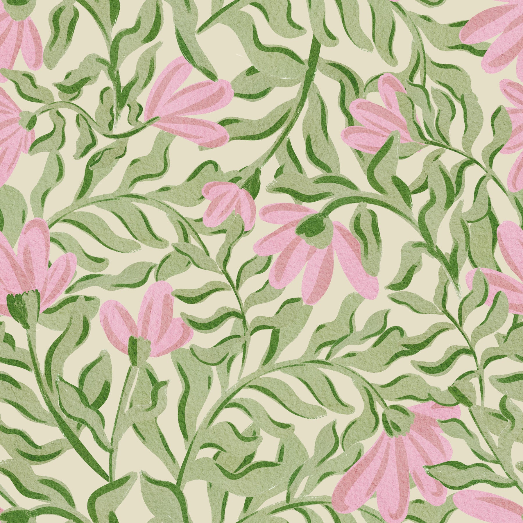 Vintage Flora Haze Wallpaper⁠ in your room — zoomed