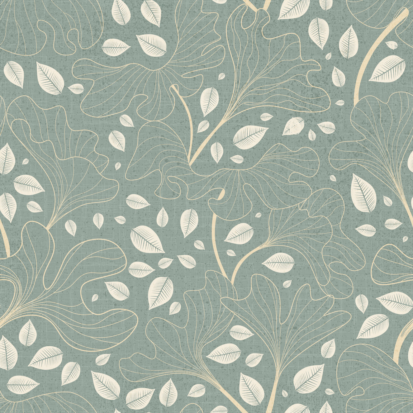 Timeless Ginkgo Garden Pearl and Blue Wallpaper⁠