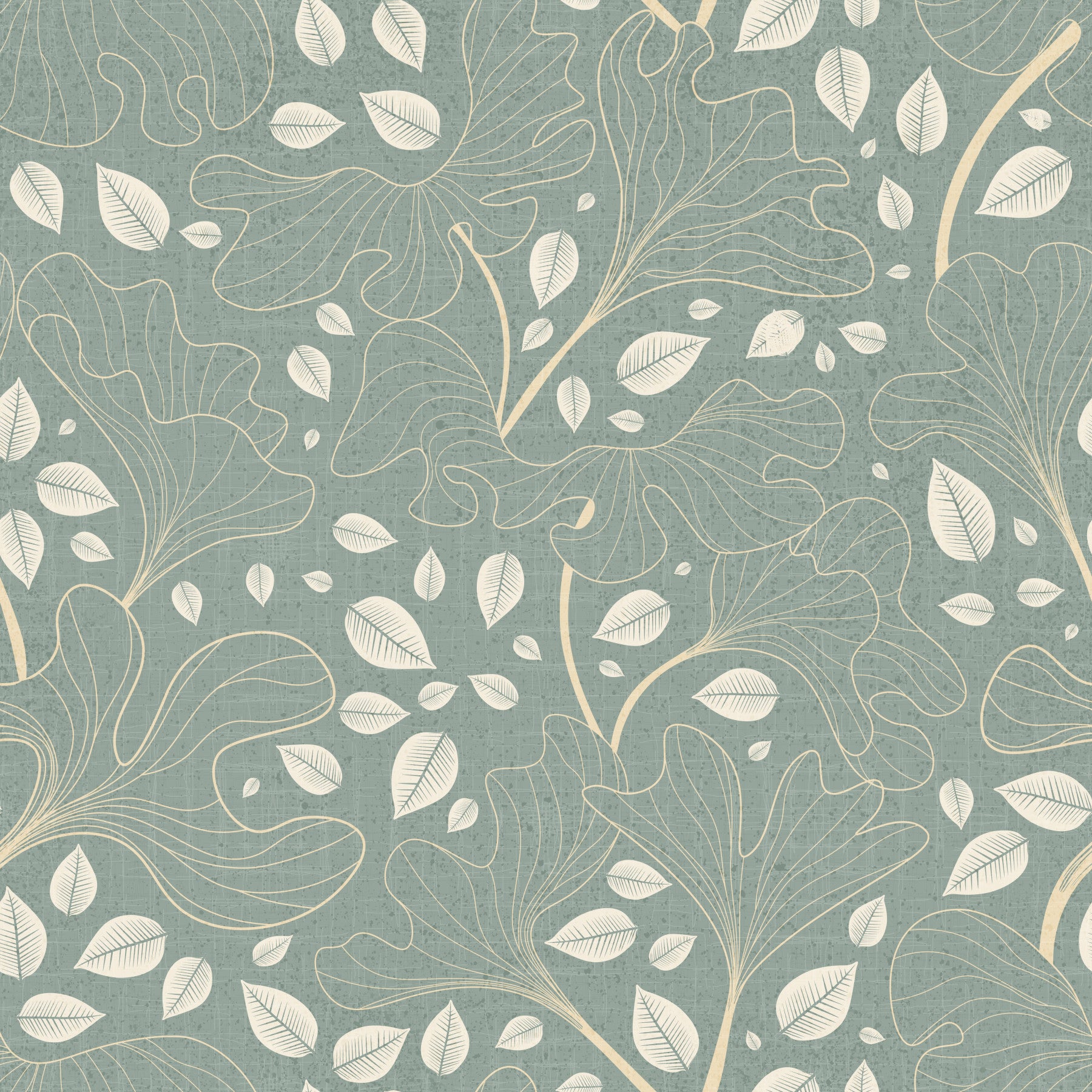Timeless Ginkgo Garden Pearl and Blue Wallpaper⁠
