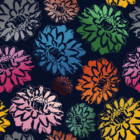 Dahlias Colors Navy Wallpaper⁠
