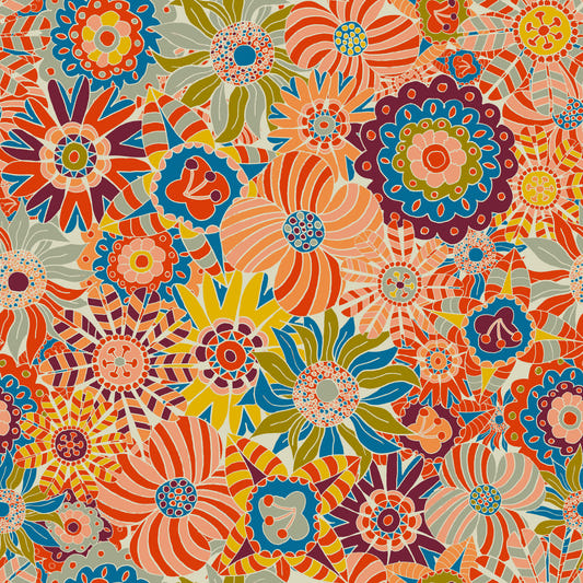 Vivid Colors Scandi Round Flowers Wallpaper⁠