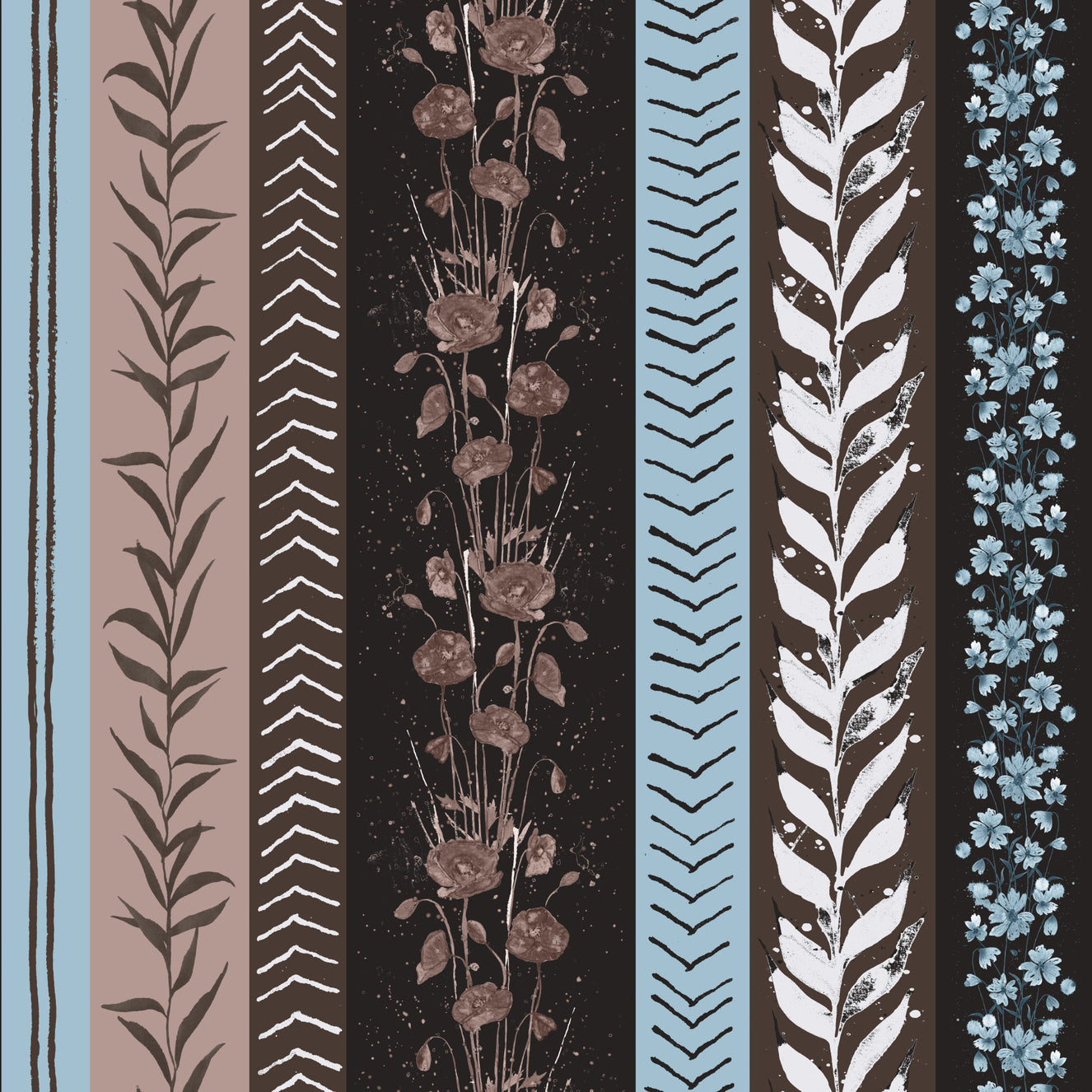 Autumn Stripes Modern Copper Blue Wallpaper⁠