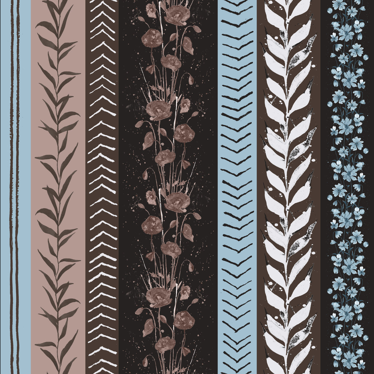 Autumn Stripes Modern Copper Blue Wallpaper⁠