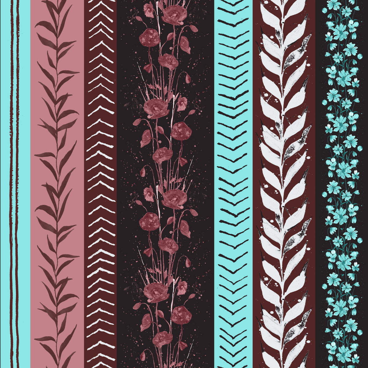 Autumn Stripes Modern Luxury Red Turquoise Wallpaper⁠ in your room