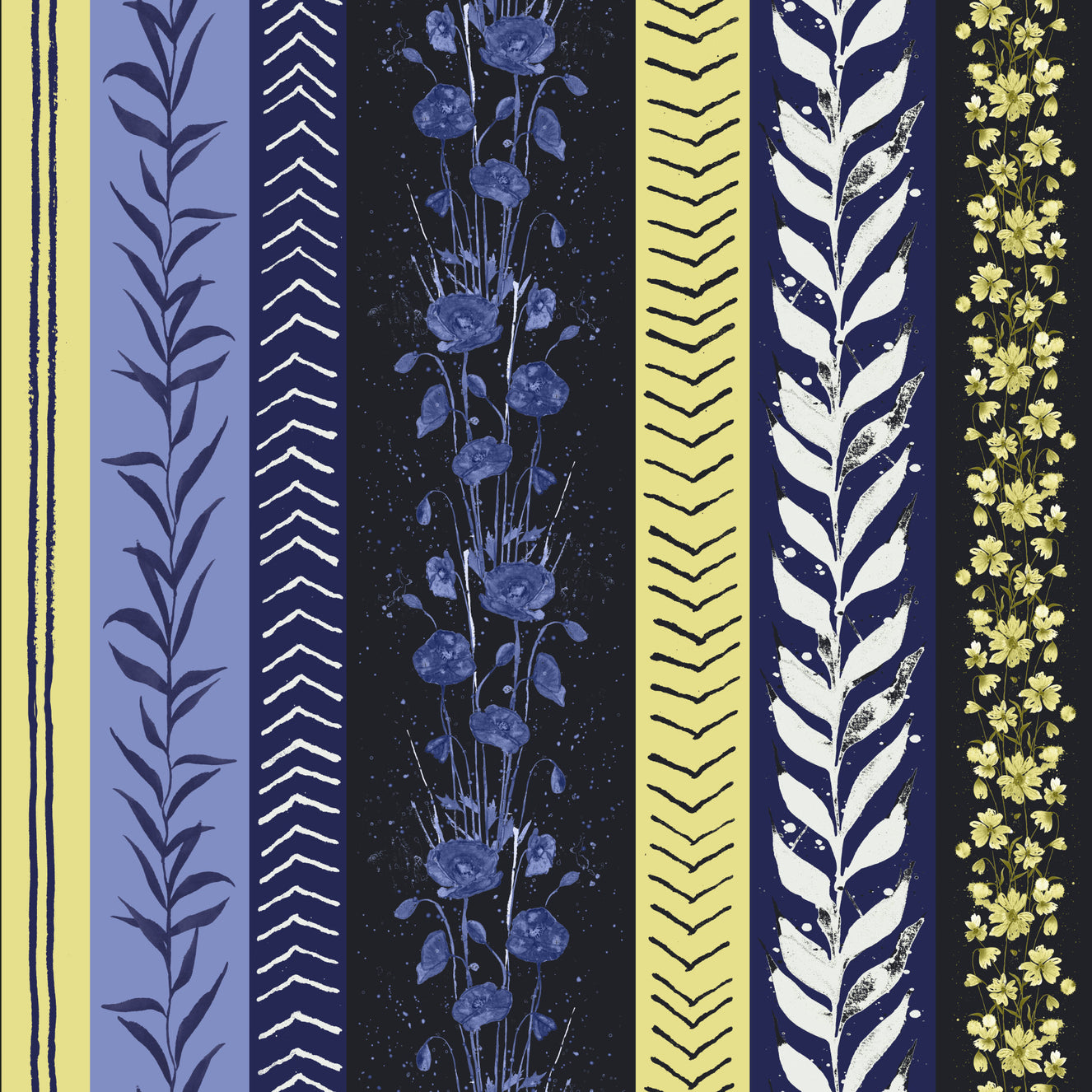 Autumn Stripes Modern Blue Yellow Wallpaper⁠