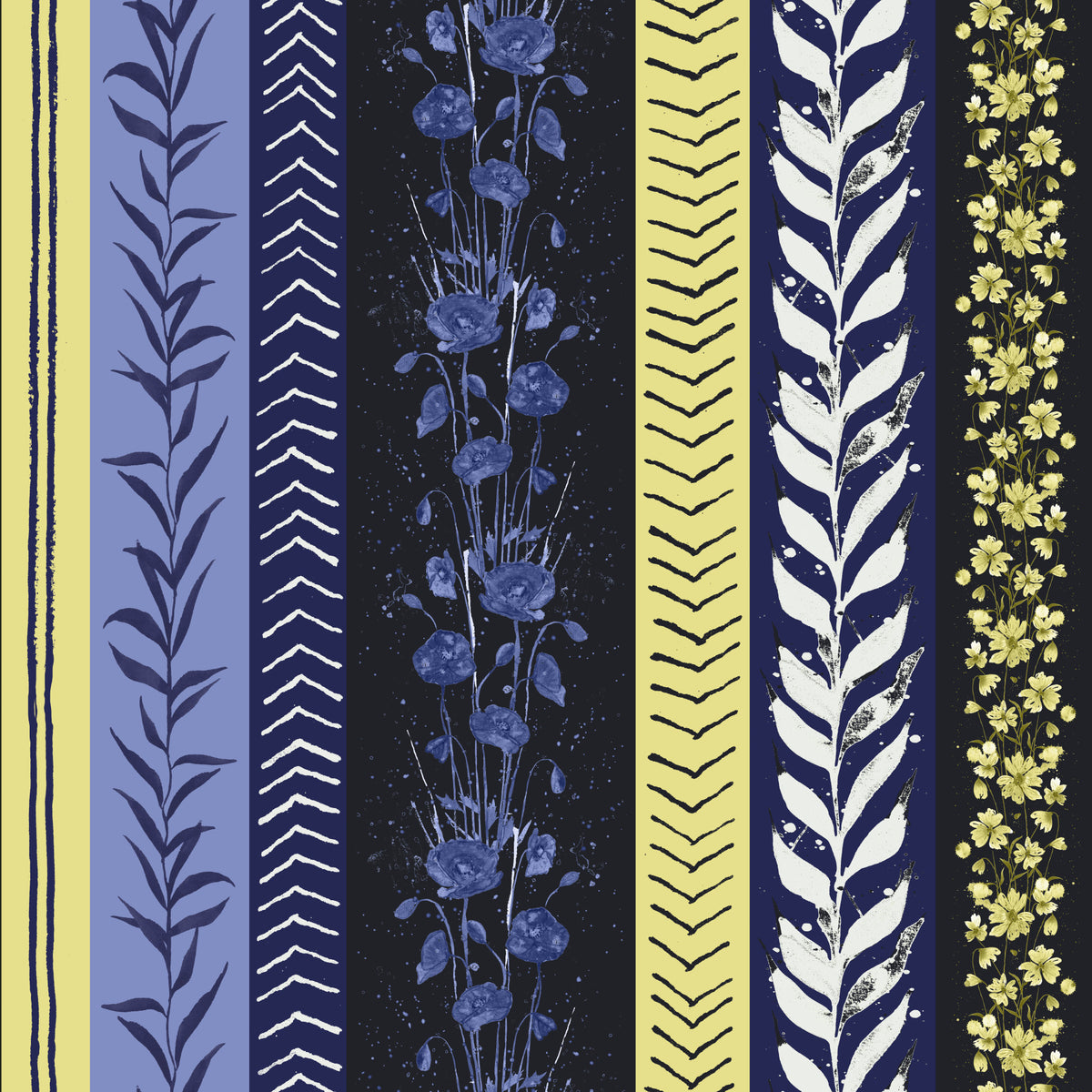 Autumn Stripes Modern Blue Yellow Wallpaper⁠ in your room