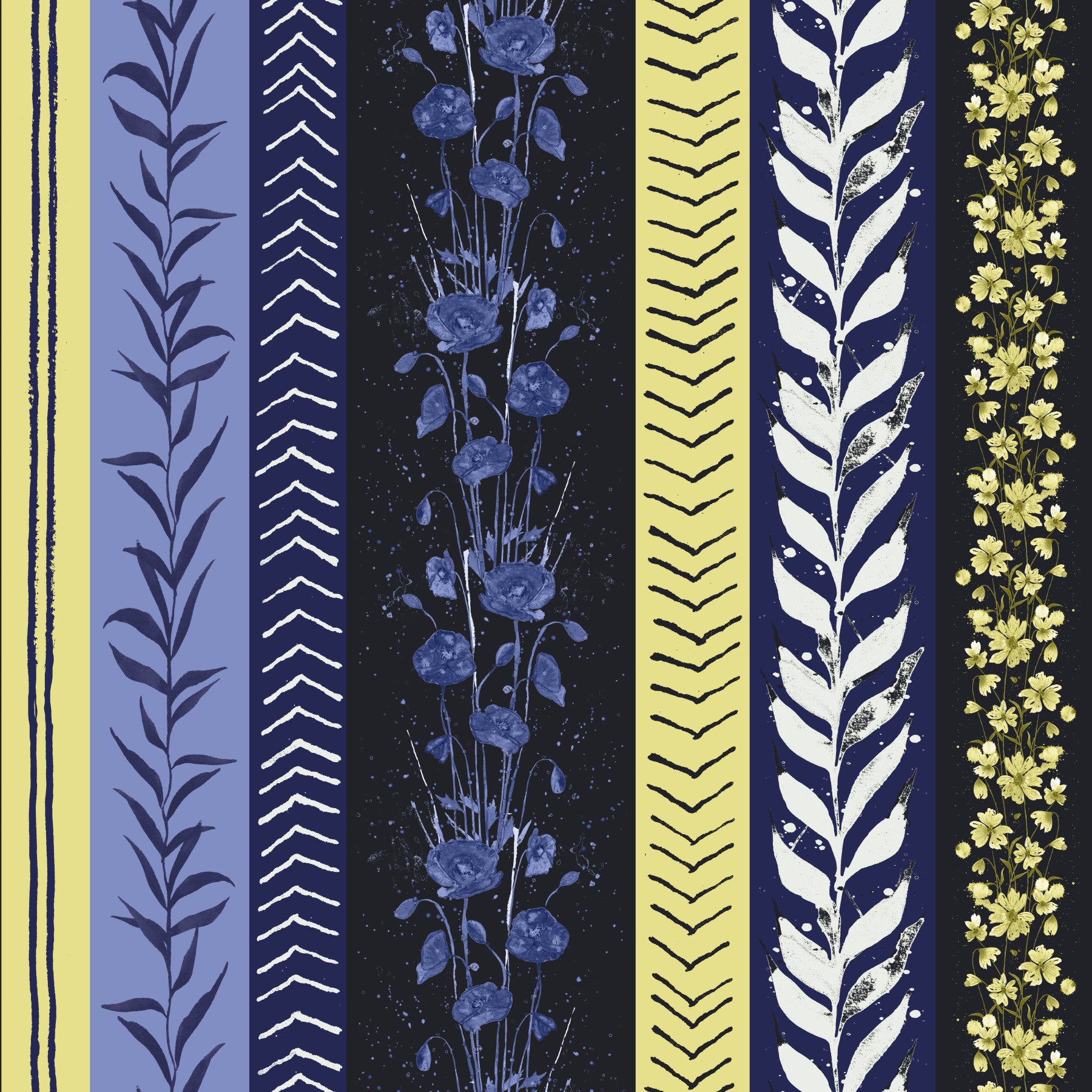 Autumn Stripes Modern Blue Yellow Wallpaper⁠