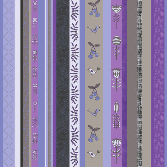 Whimsical Garden Stripes Purple Wallpaper⁠