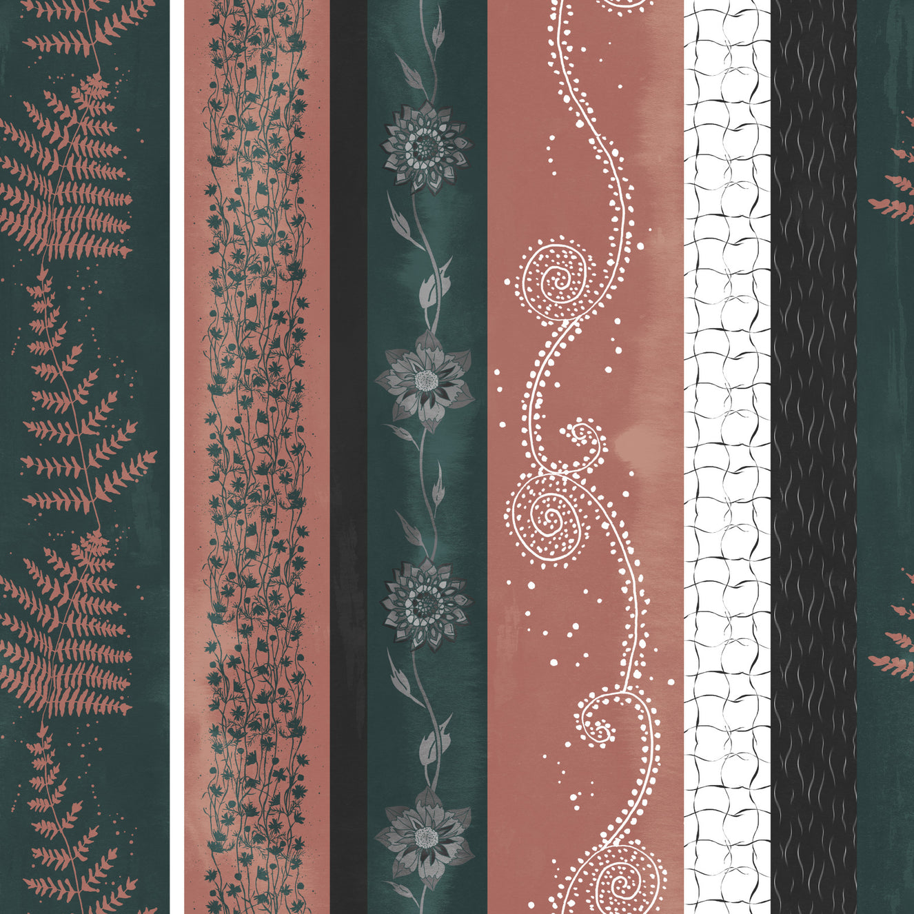 Abstract Nature Stripes Teal Peach Wallpaper⁠