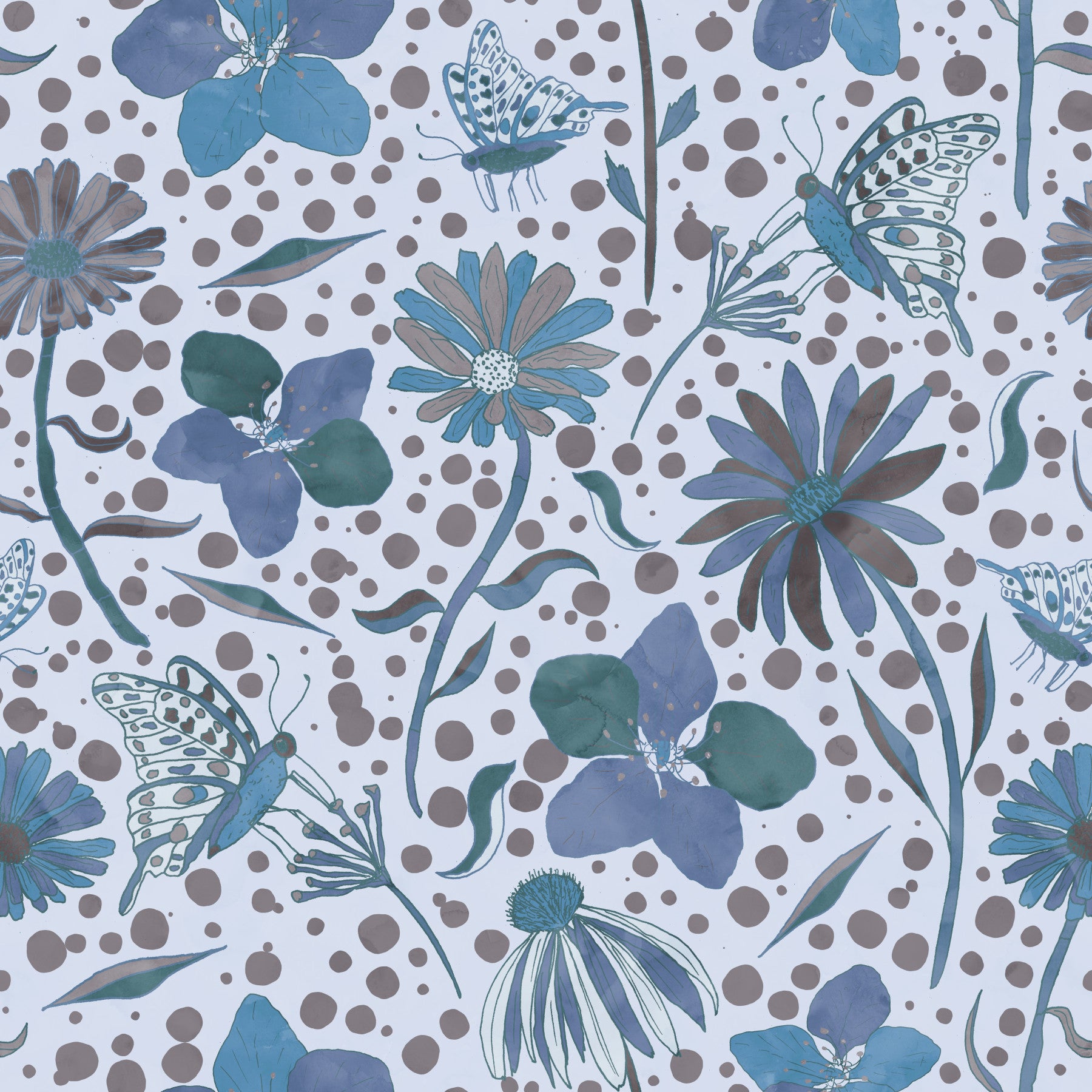 Secret Butterfly Garden Blue Wallpaper⁠