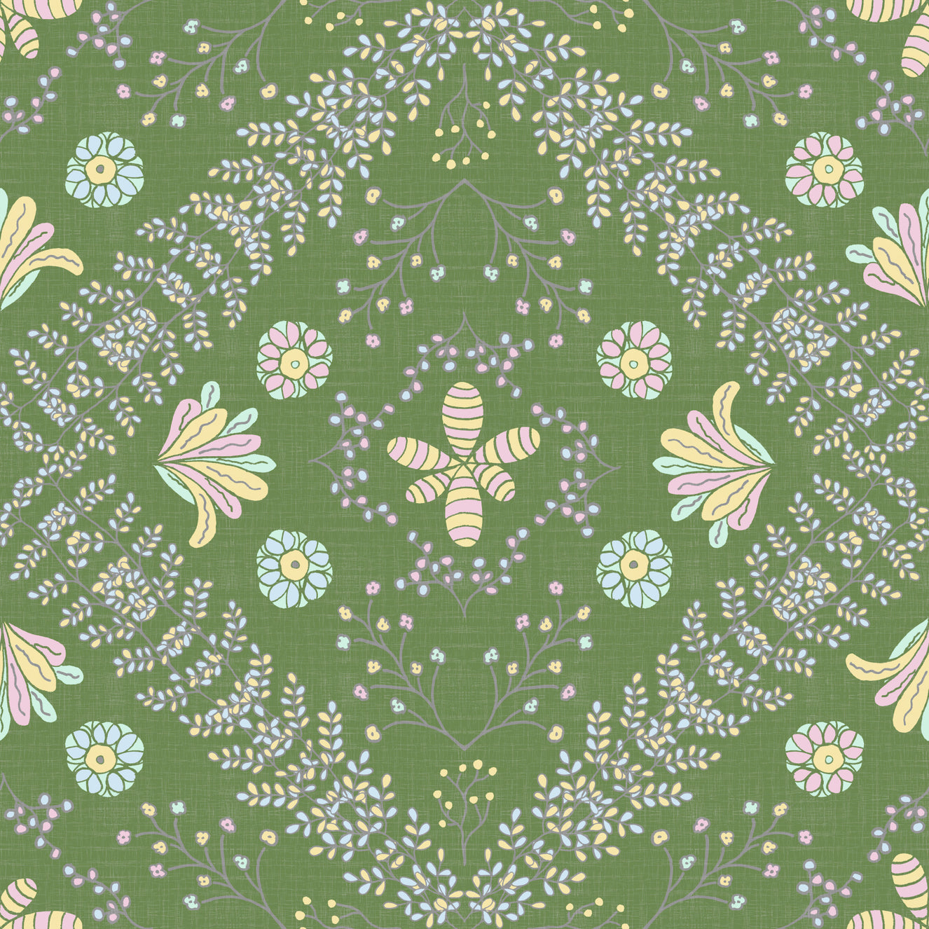 Bloom Tapestry Olive Green Wallpaper⁠