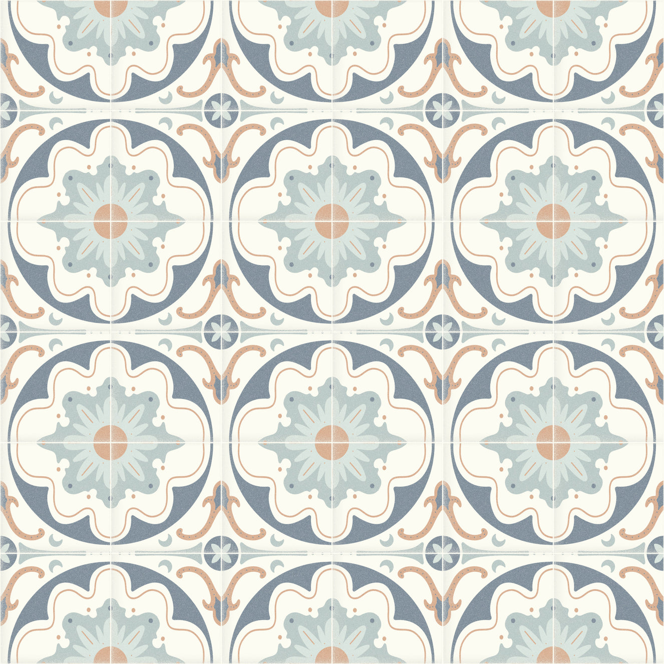 Aged Cement Tile Backsplashes - Navy Wallpaper⁠