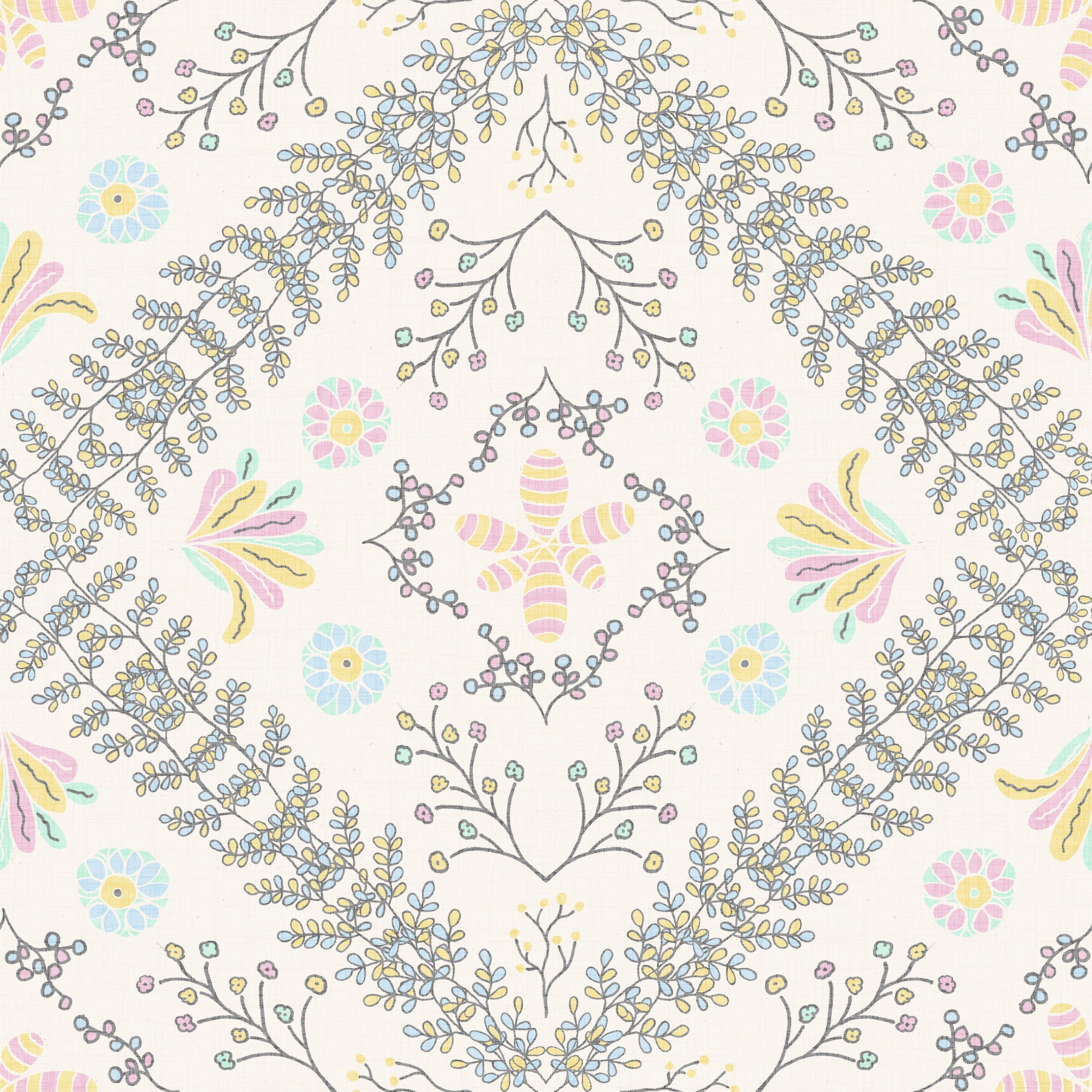 Bloom Tapestry White Wallpaper⁠