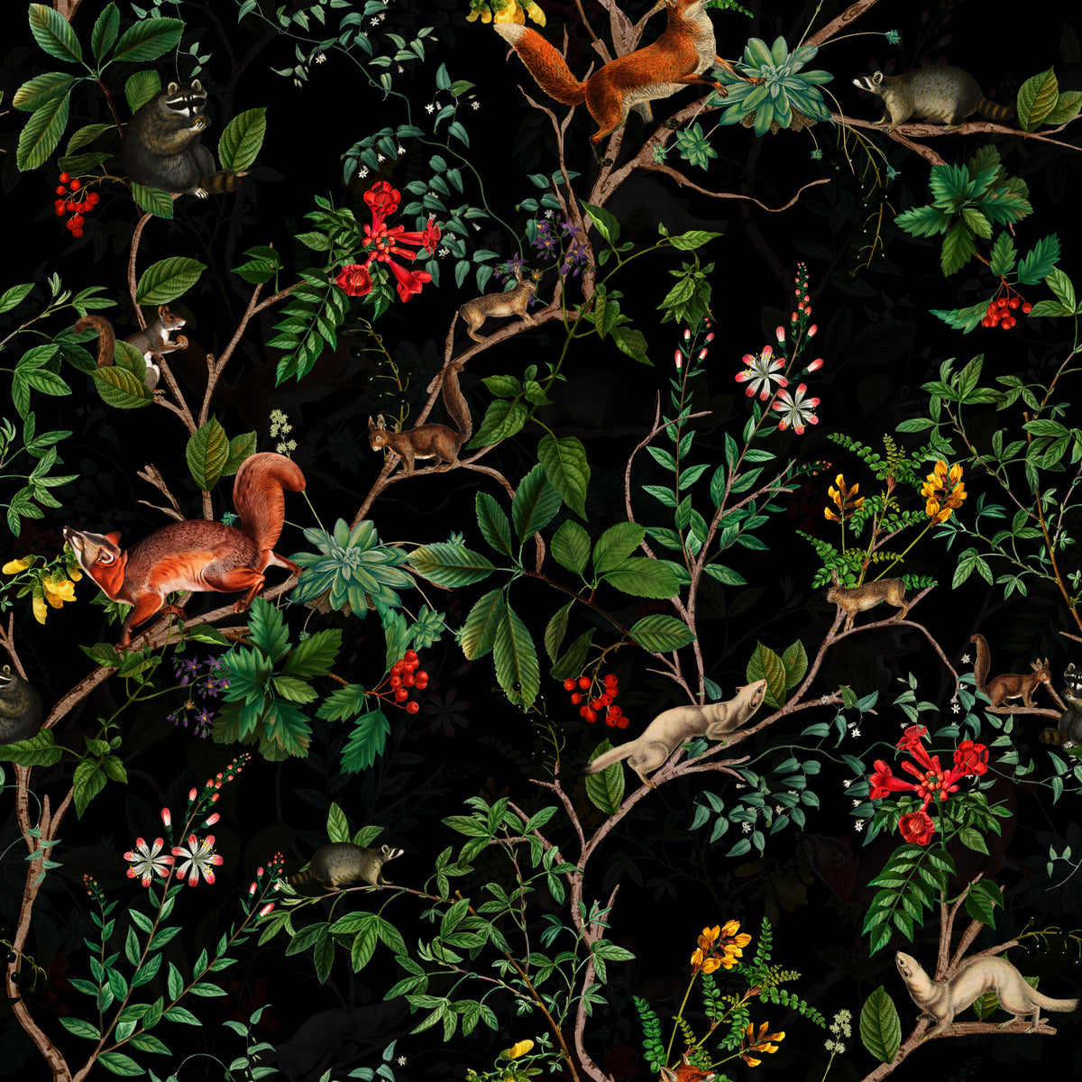 Midnight Vintage Woodlands Wallpaper⁠ in your room