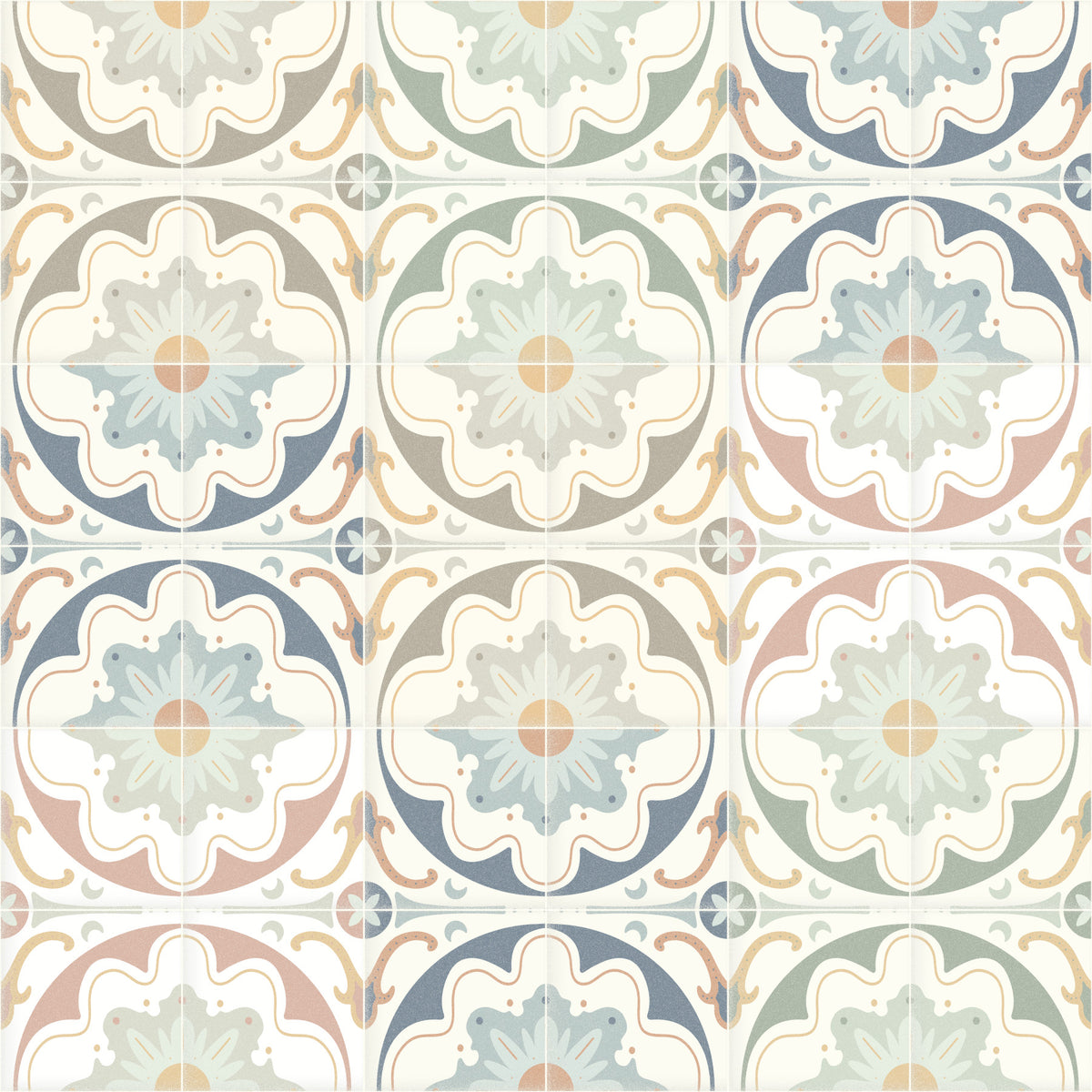 Aged Cement Tile Backsplashes Mixed Colors Wallpaper⁠ in your room — zoomed