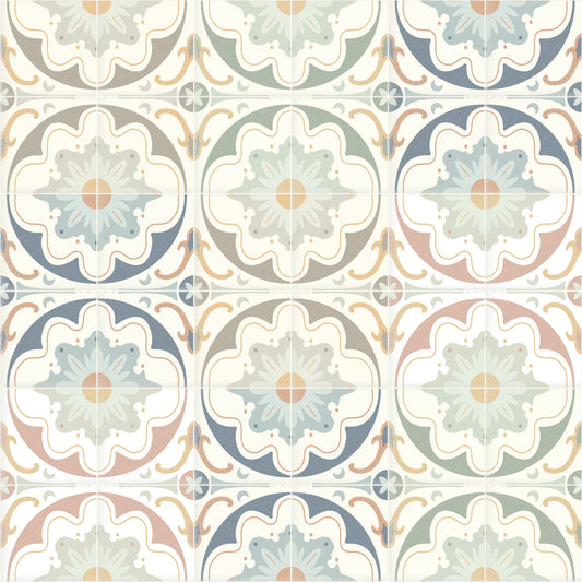 Aged Cement Tile Backsplashes Mixed Colors Wallpaper⁠