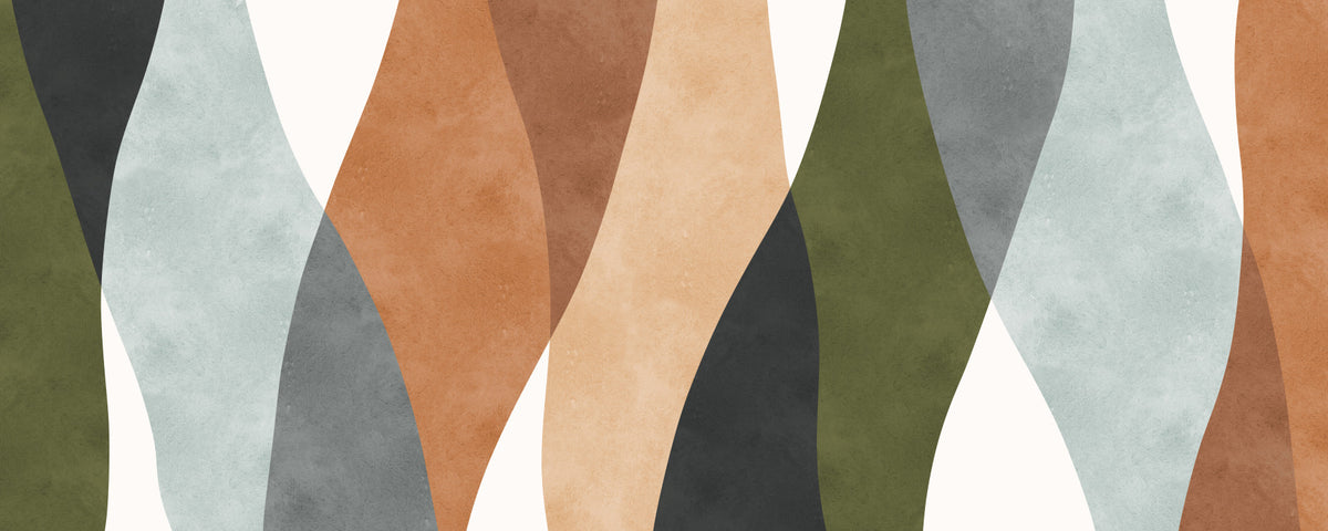 Earthy Arcs Wall Mural in your room — zoomed