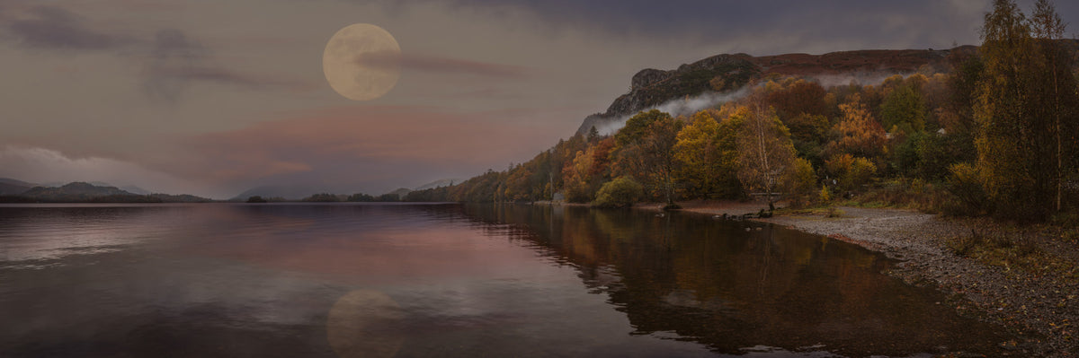 Autumnal Lake's Moon Wall Mural in your room