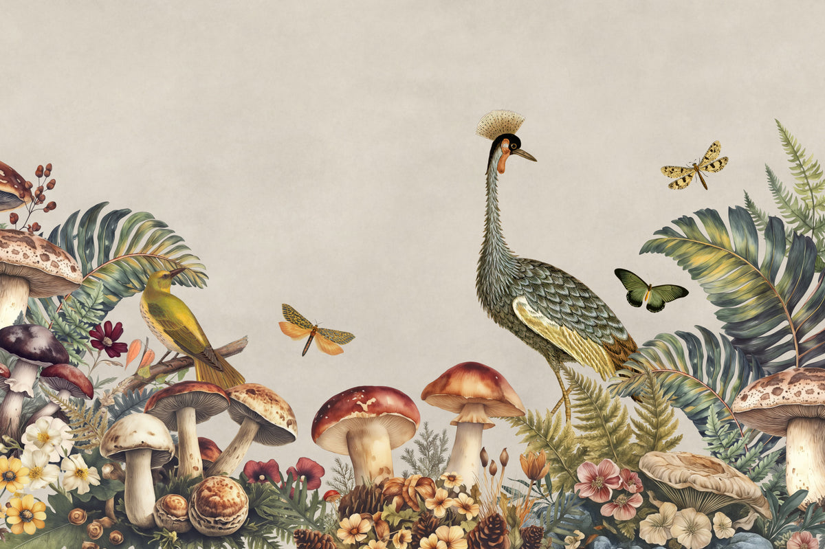 The Cranes Forest Garden Wall Mural in your room — zoomed