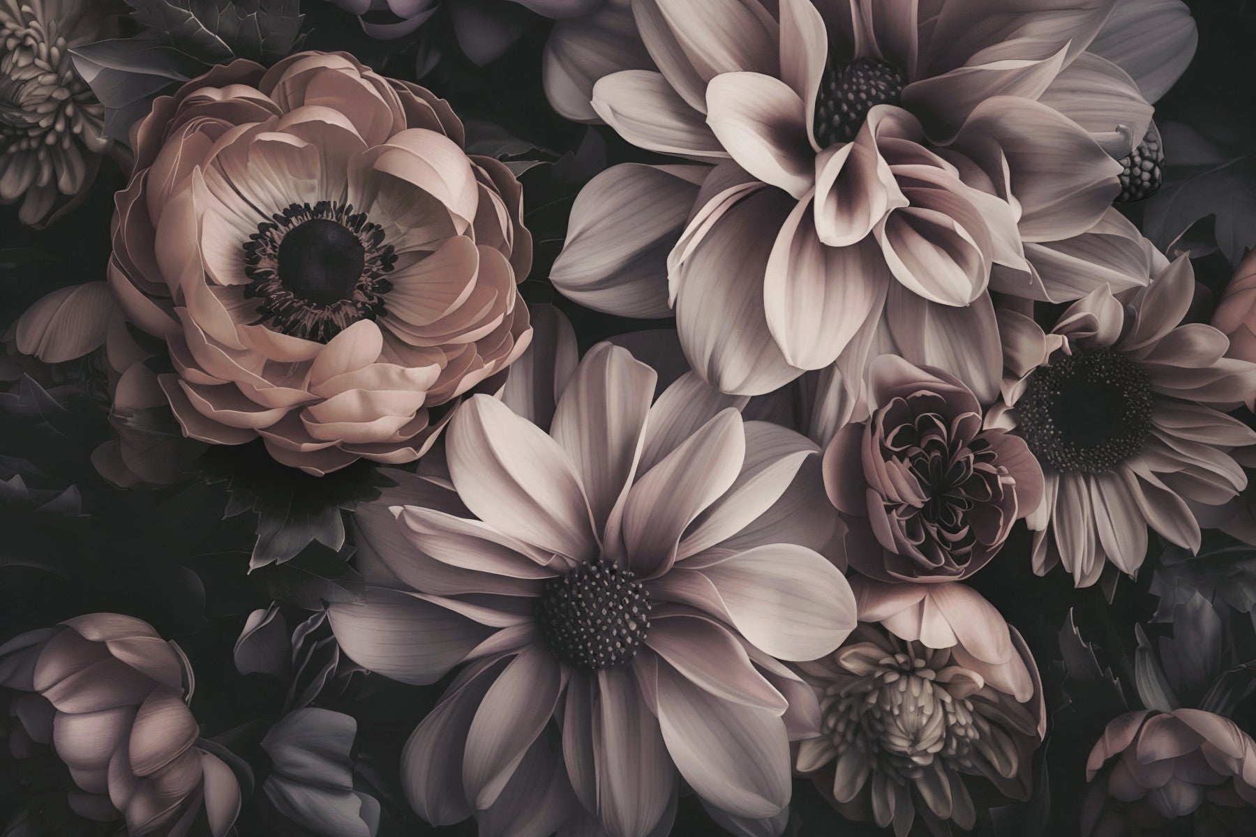 Luxury Flower Opulence Blush Peach Wall Mural