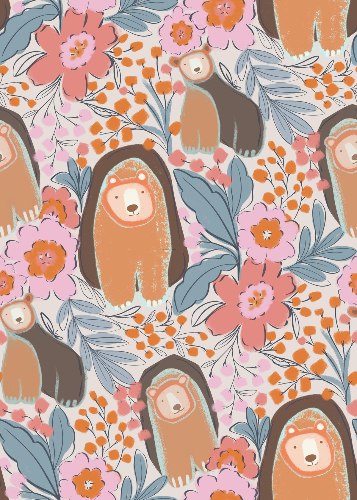 Floral Bears' Den Wallpaper⁠