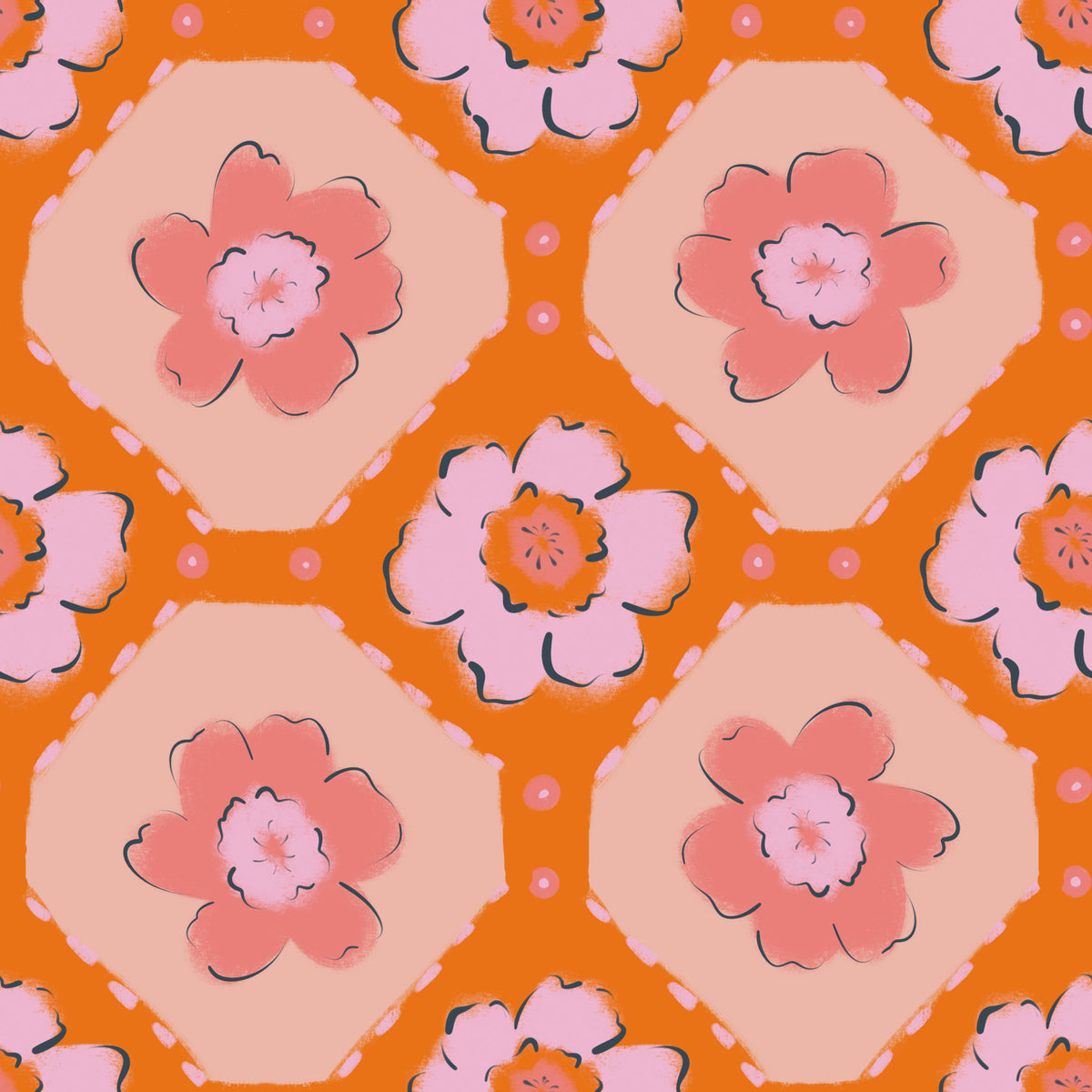 Peach Bloom Pop Wallpaper⁠