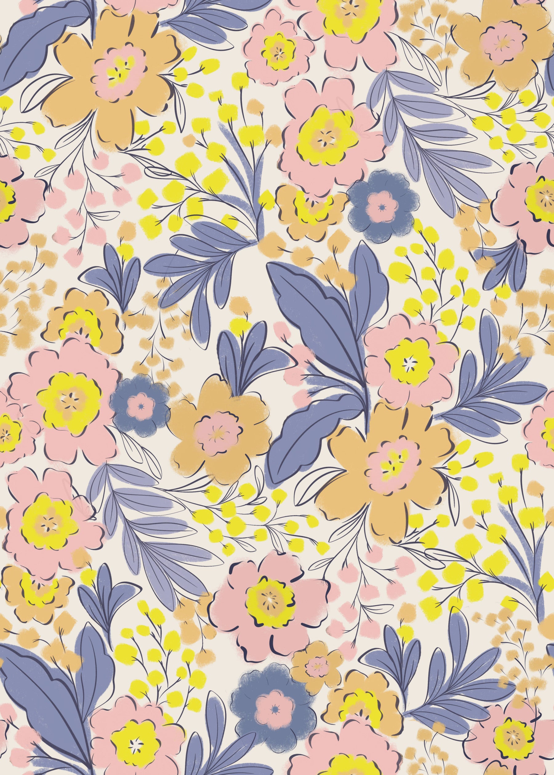 Painted Bloom Wallpaper⁠ in your room — zoomed