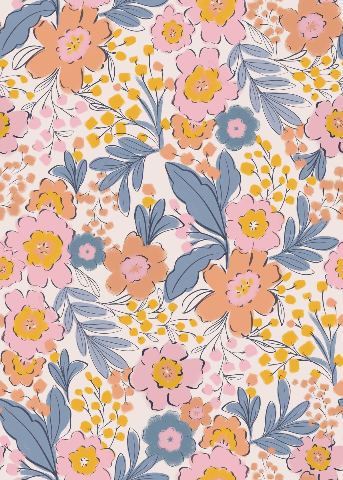 Pastel Floral Burst Wallpaper⁠ in your room — zoomed